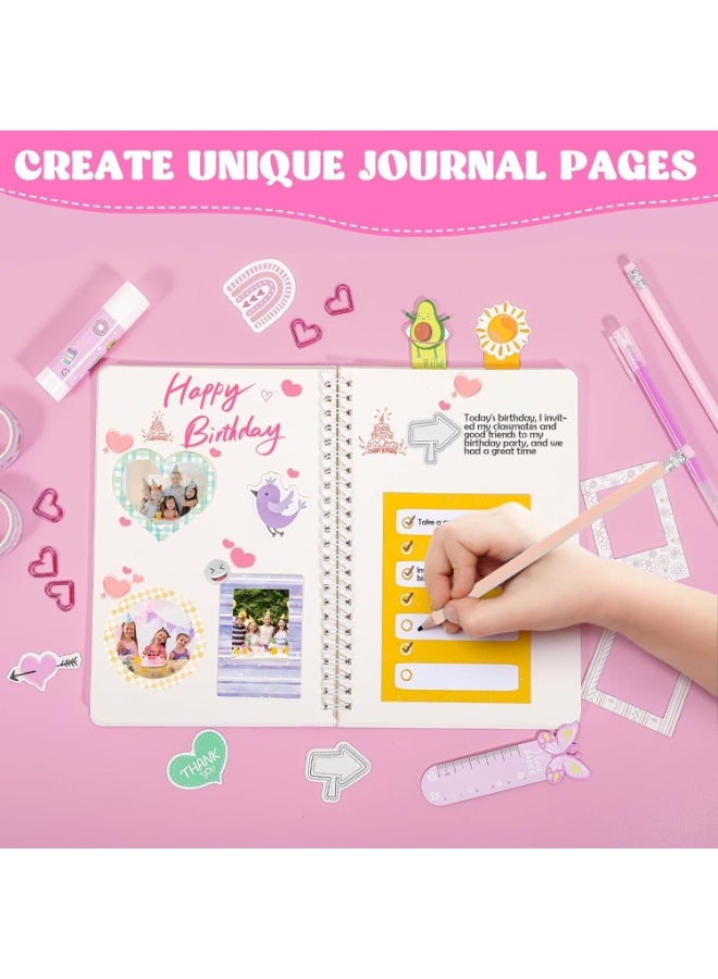 Mordely Toys for Ages 4-14 Girls Gifts: DIY Journal Kit for Tween Teen Girls 4 5 6 7 8 9 10 11 12 13 14 Year Old - Scrapbook & Diary Art Crafts Kit, Journaling Art Crafts Kit, Birthday Gifts for Kids Age4+ - Image 3